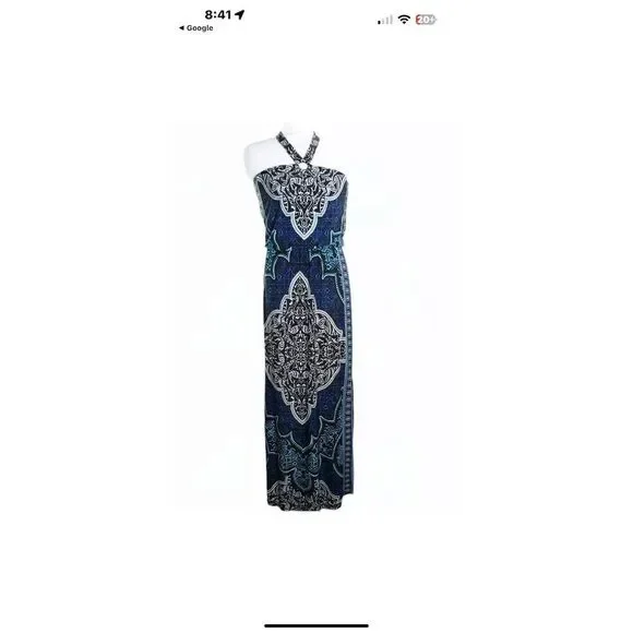 White House Black Market Women's Halter Maxi Dress Paisley Multicolor Size S - Picture 3 of 10